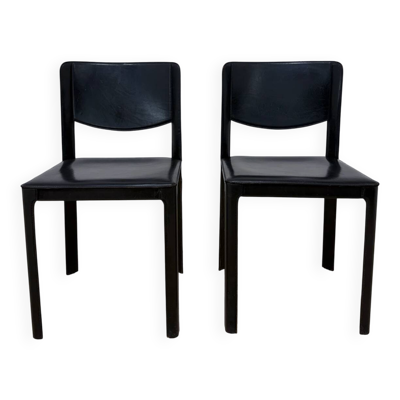 Paire de chaises Matteo Grassi en cuir noir – Design italien