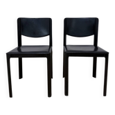 Pair of Matteo Grassi chairs in black leather – Italian design