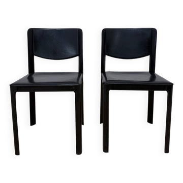 Paire de chaises Matteo Grassi en cuir noir – Design italien