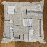 Old canvas cushion woven kilim style, patched