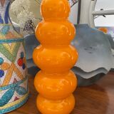 Vase bubble caterpillar orange glass double years 60 70