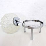 Lampe à poser en verre sur socle argenté