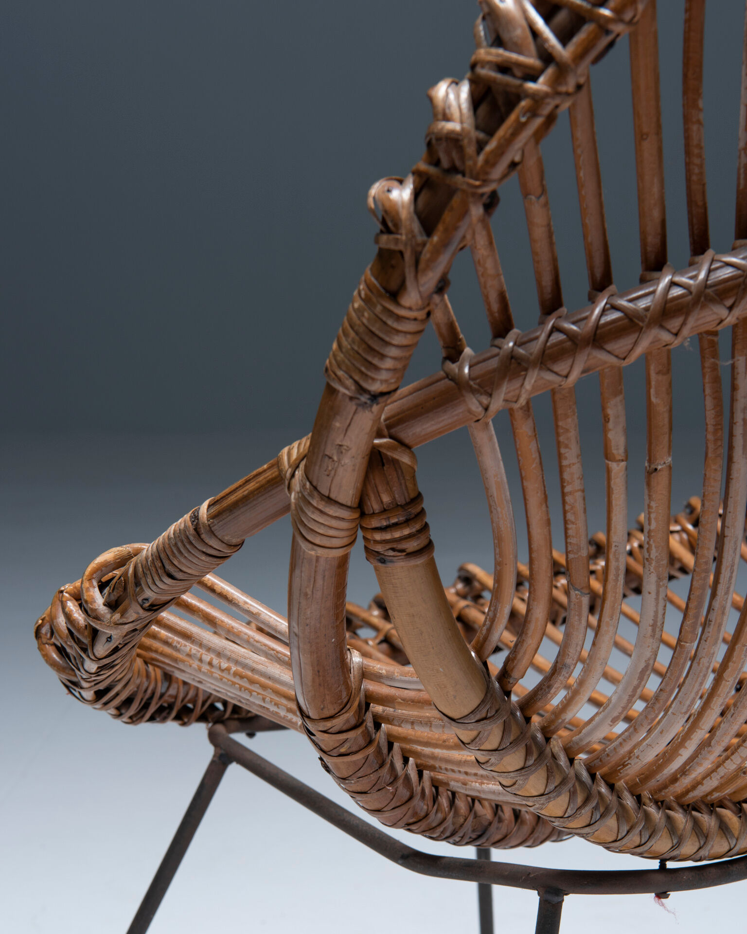 Mid-century chair in rattan, italy, 1950's