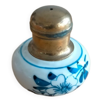 Brass and earthenware pepper shaker