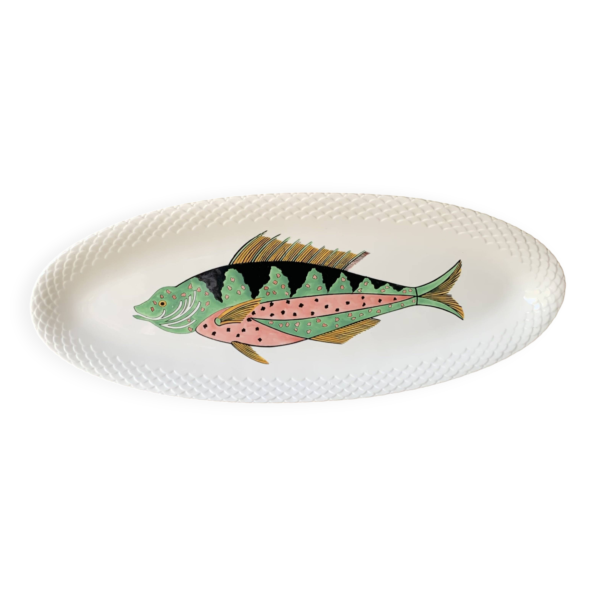 Grand plat à poisson Gien modèle Baie d'Halong