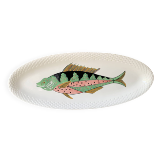 Large Gien fish dish, Halong Bay model