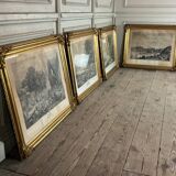 Set of 4 engravings, 19th-century reprint, very fine Napoleon III frames
