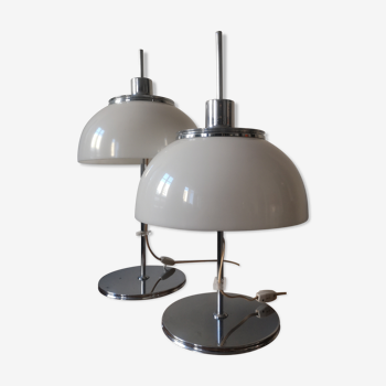 pair of mushroom table lamps by Harvey Guzzini, 1970