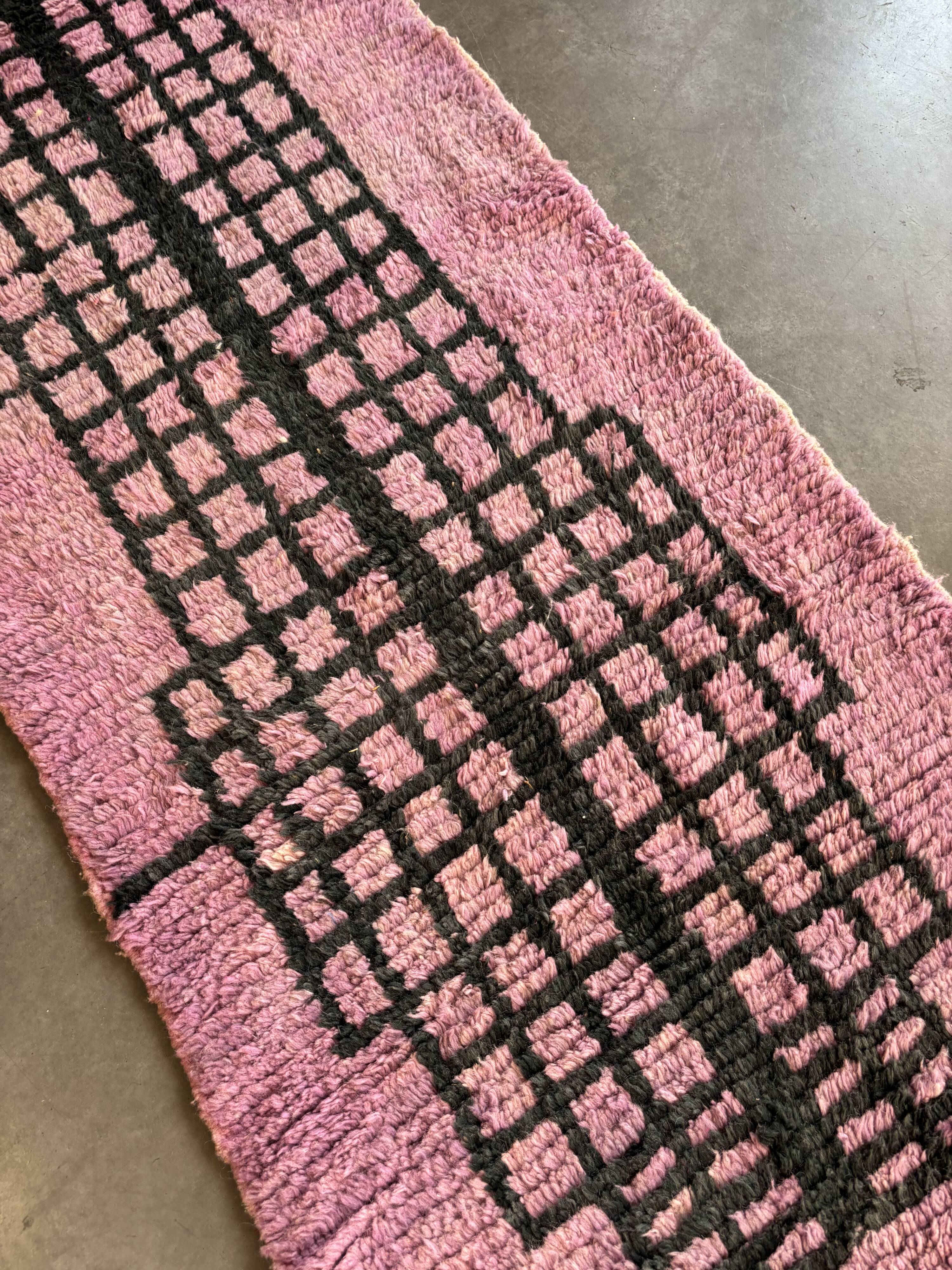 New purple berber wool rug 75x355