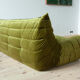 3-seater Togo green velvet sofa designed by Michel Ducaroy 1973