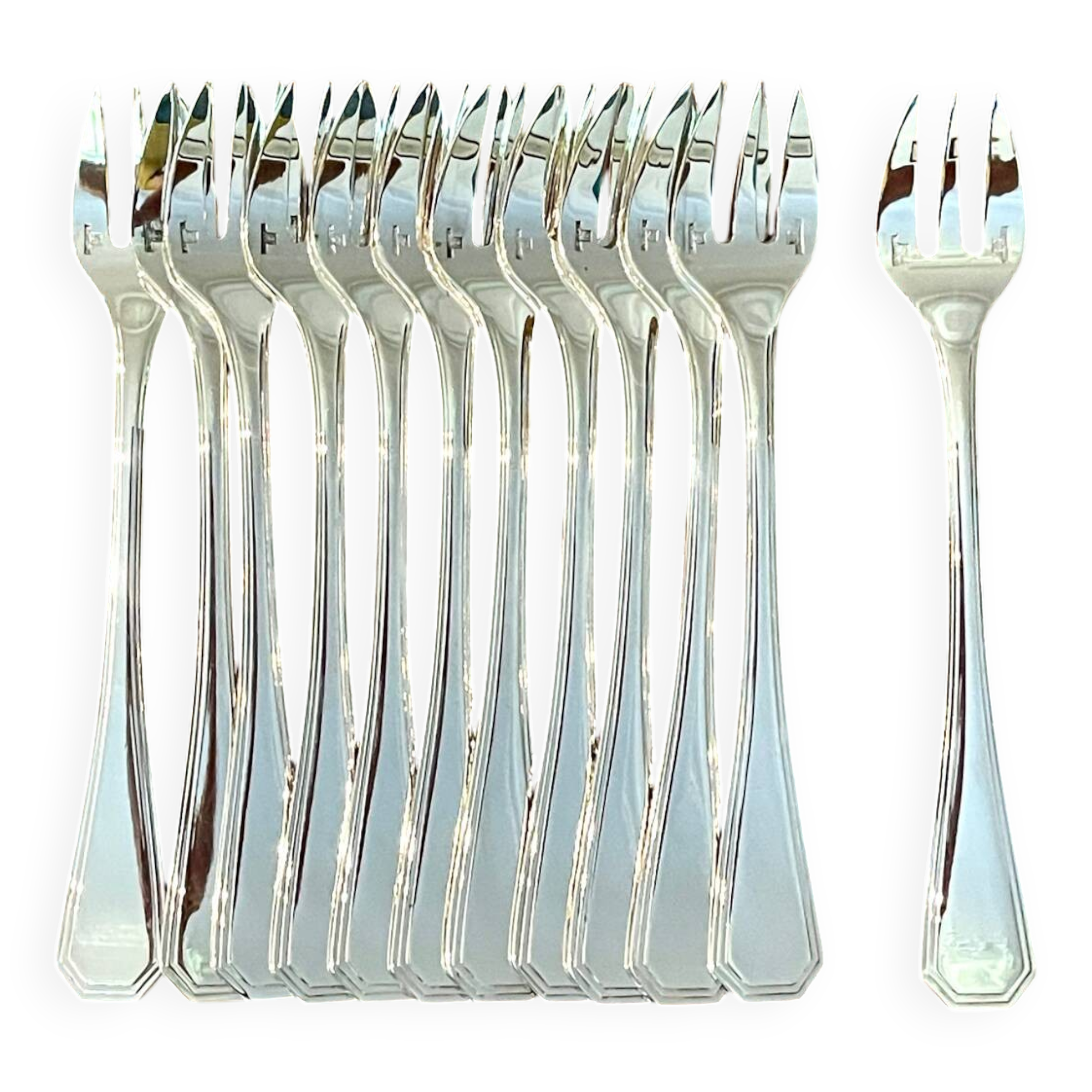 Christofle America, 12 oyster and shellfish forks, new condition