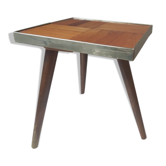 Sellette tripode en bois et laiton