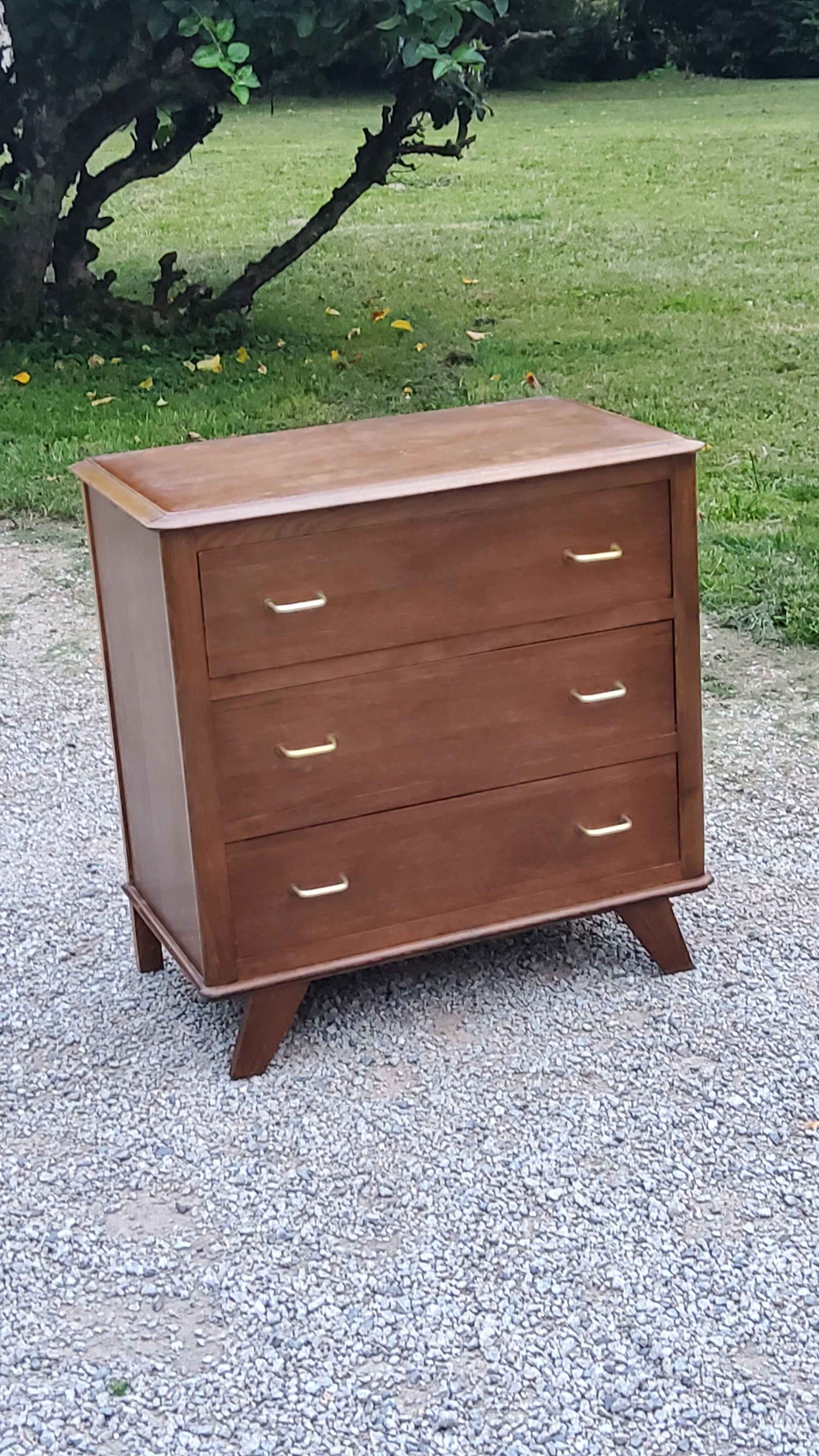 Vintage oak chest of drawers legs compass 3 drawers from the 50s