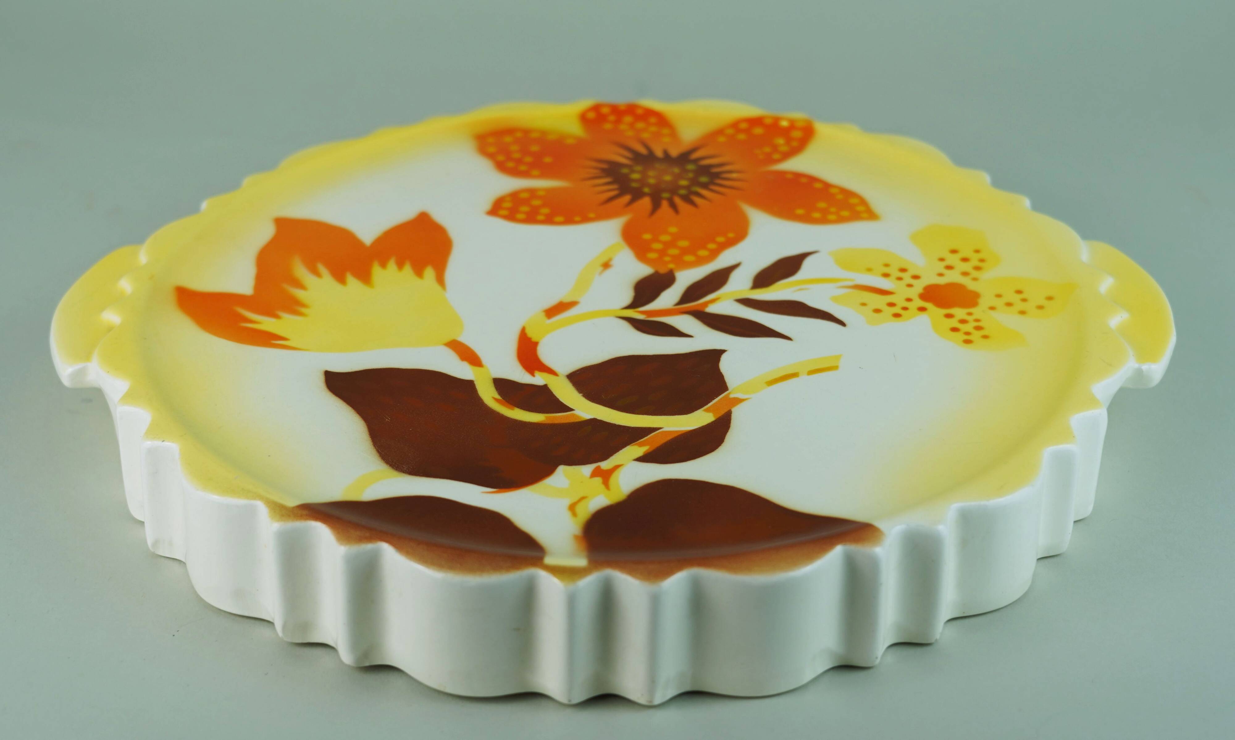 Cake plate by th. paetsch floral spray-painted decoration art deco