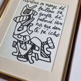 Screenprint after Jean Dubuffet framed under glass 25 cm by 31 cm