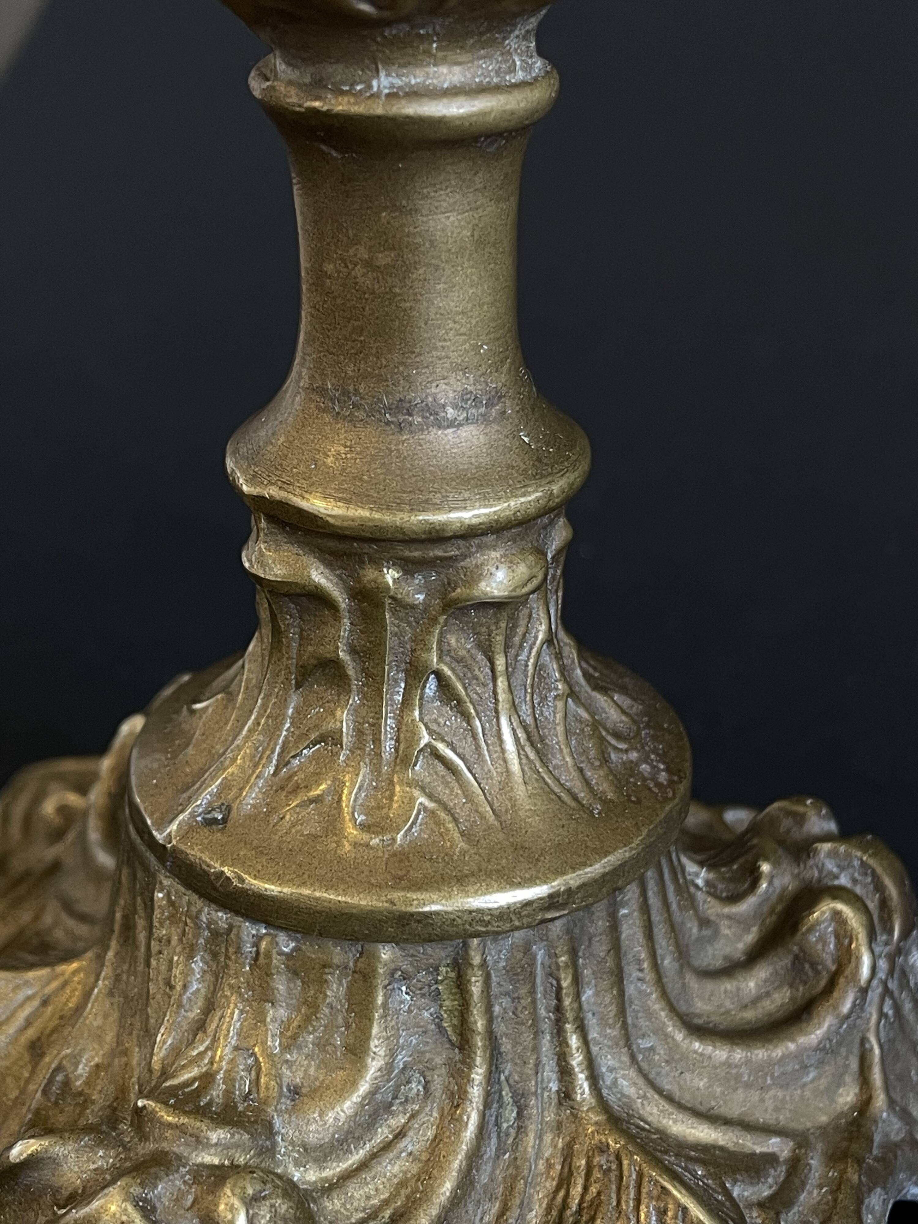 Pair of Napoleon III candelabra in brass, 19th century