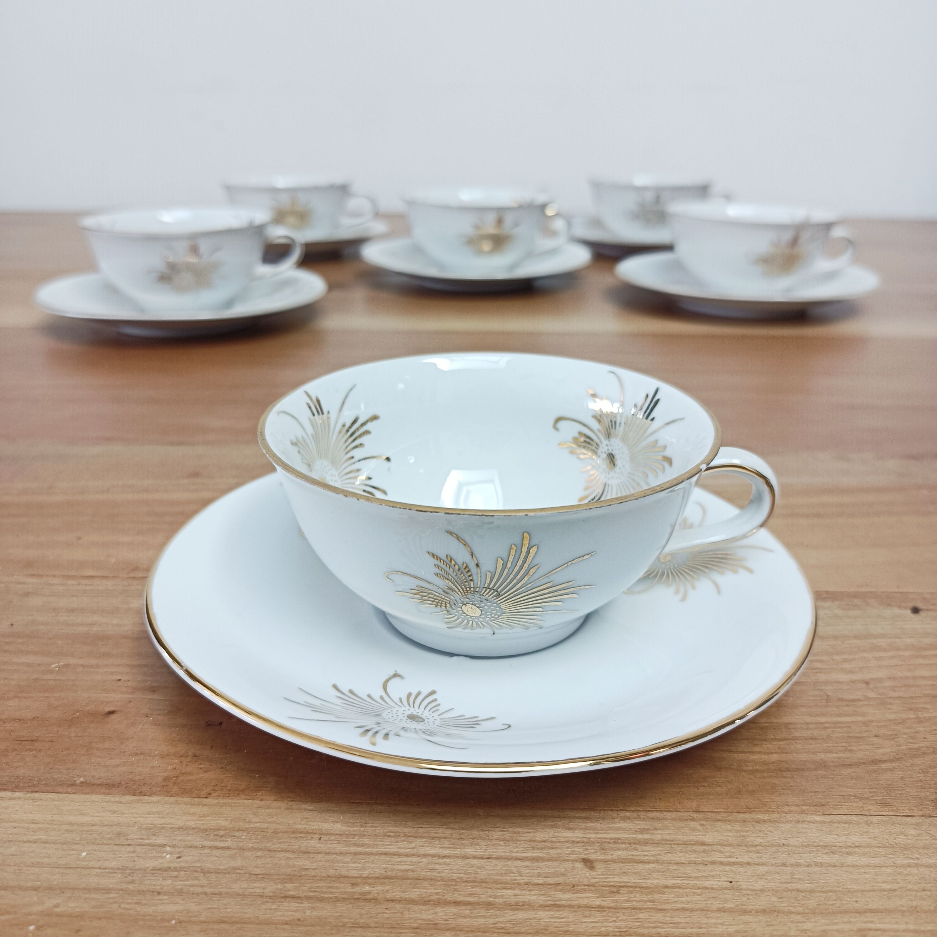 Set of 6 cups and sub-cups in Bavaria porcelain