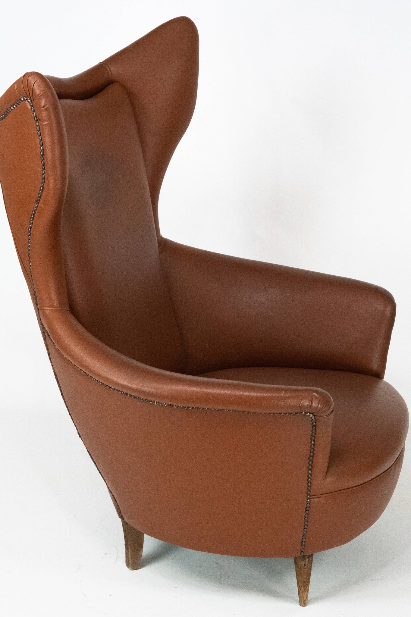 Mid-Century Italian Wingback Armchair in Leatherette, 1950s