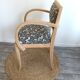 Fauteuil bridge bois tissu fleurs Noir et blanc