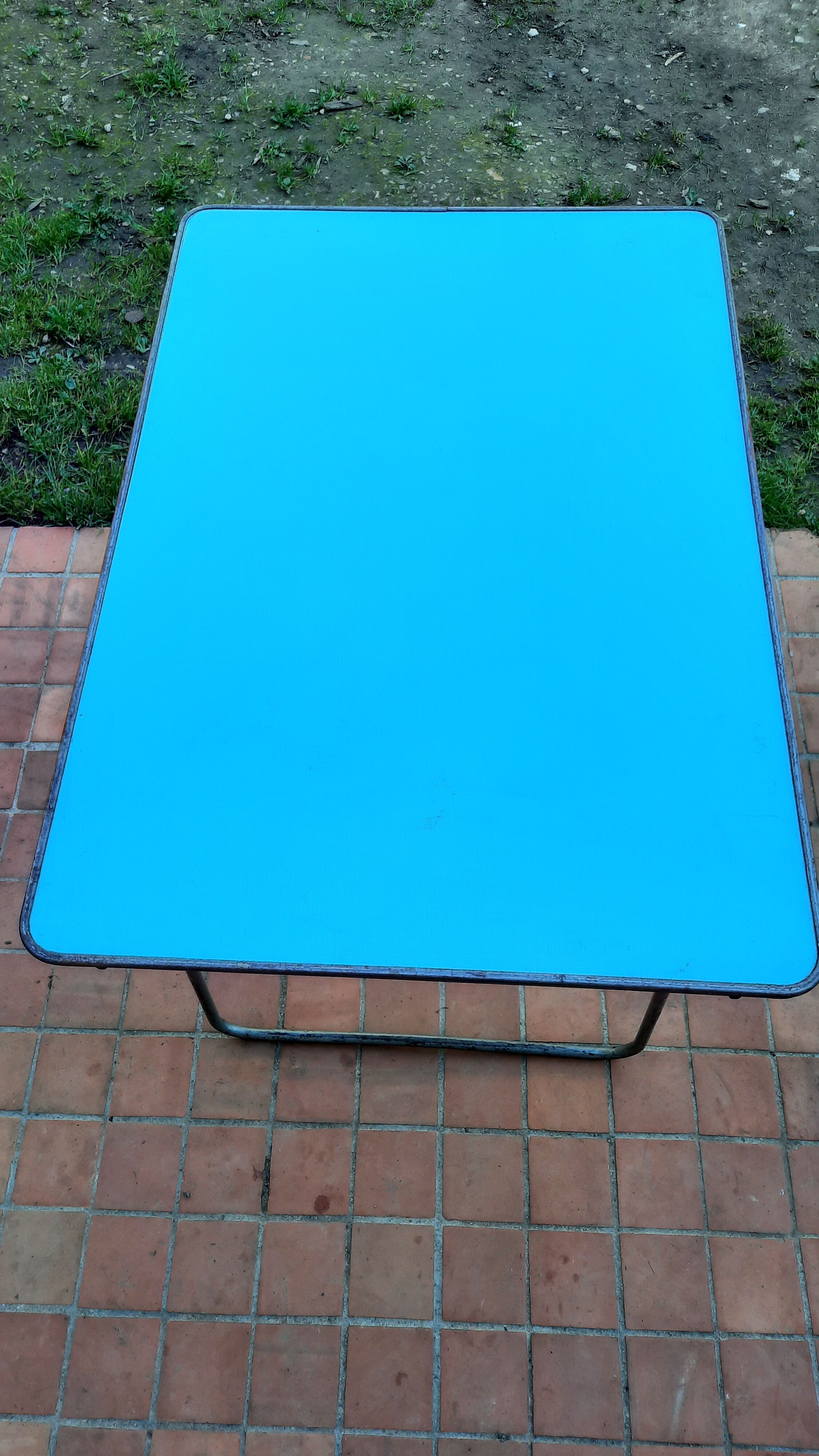 Blue camping folding table