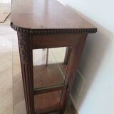 Shelf-Display case-with mirror & glass-Empire style-Walnut stain-1 drawer