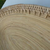 Flat oval wooden and wicker