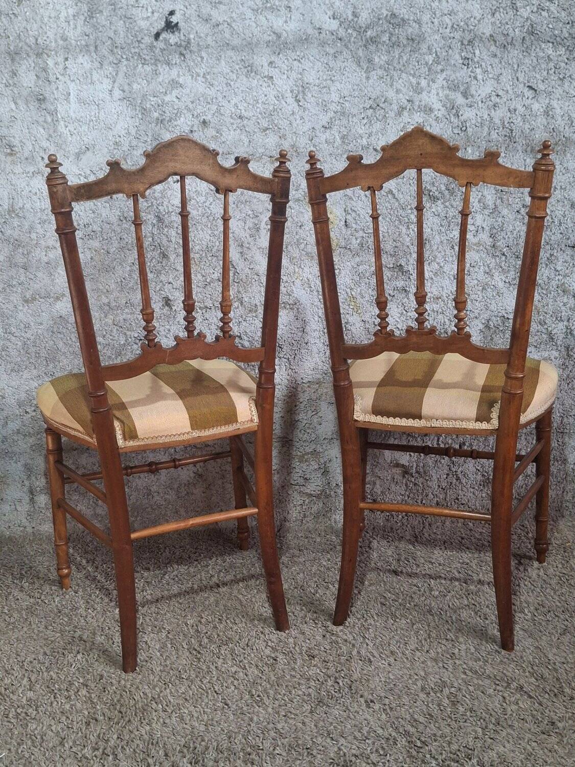 Pair of carved Louis XVI flying chairs ~ 1900 Belle Époque