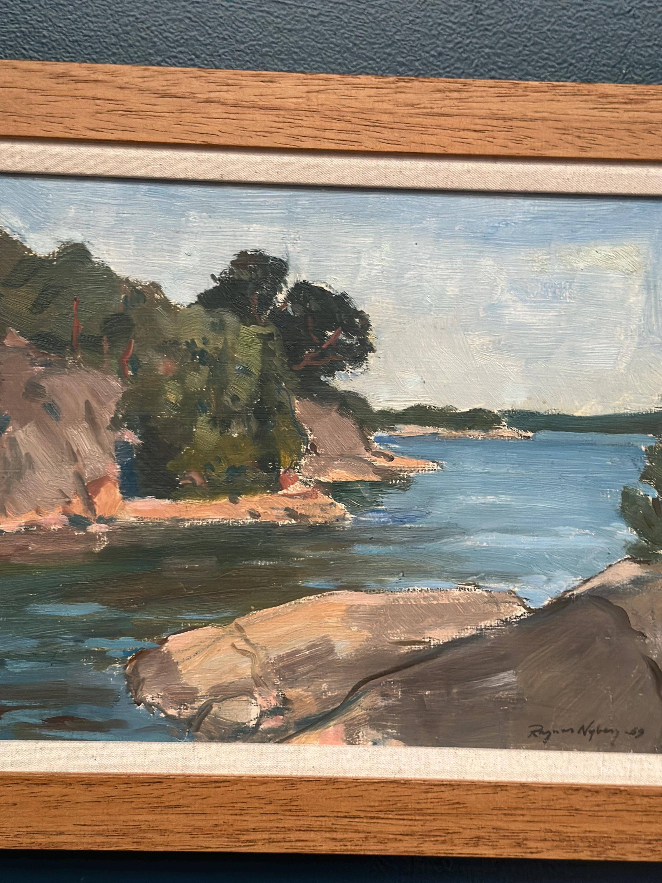 Original Swedish Oil on Panel – “River” by Ragner Nyberg – Dated 1969
