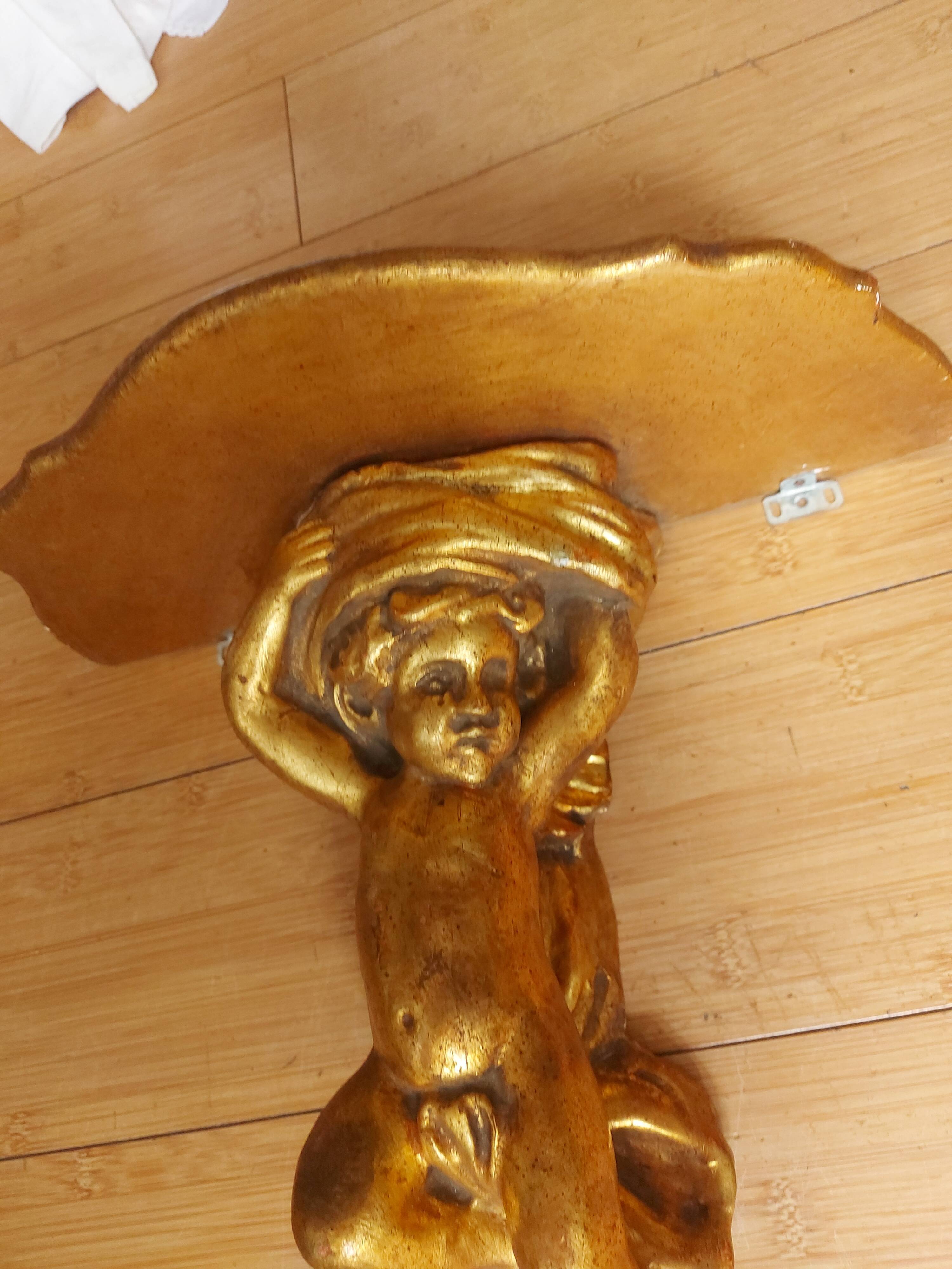 Shelf , Wall console gilded cherub