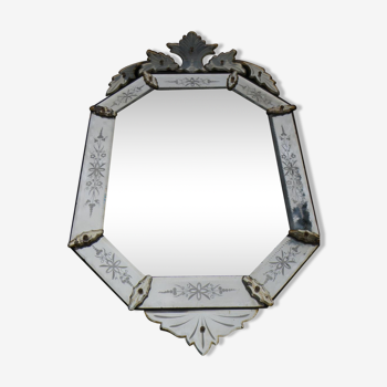 Venetian glass mirror octagonal 55x100cm