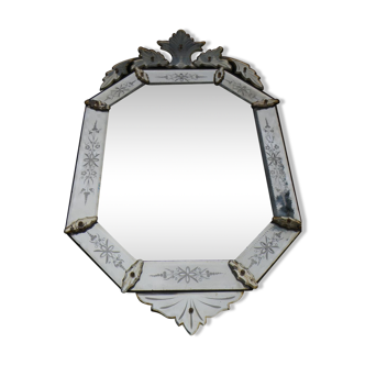 Venetian glass mirror octagonal 55x100cm