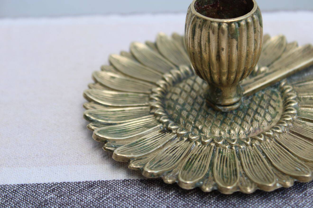 Gold metal candle holder