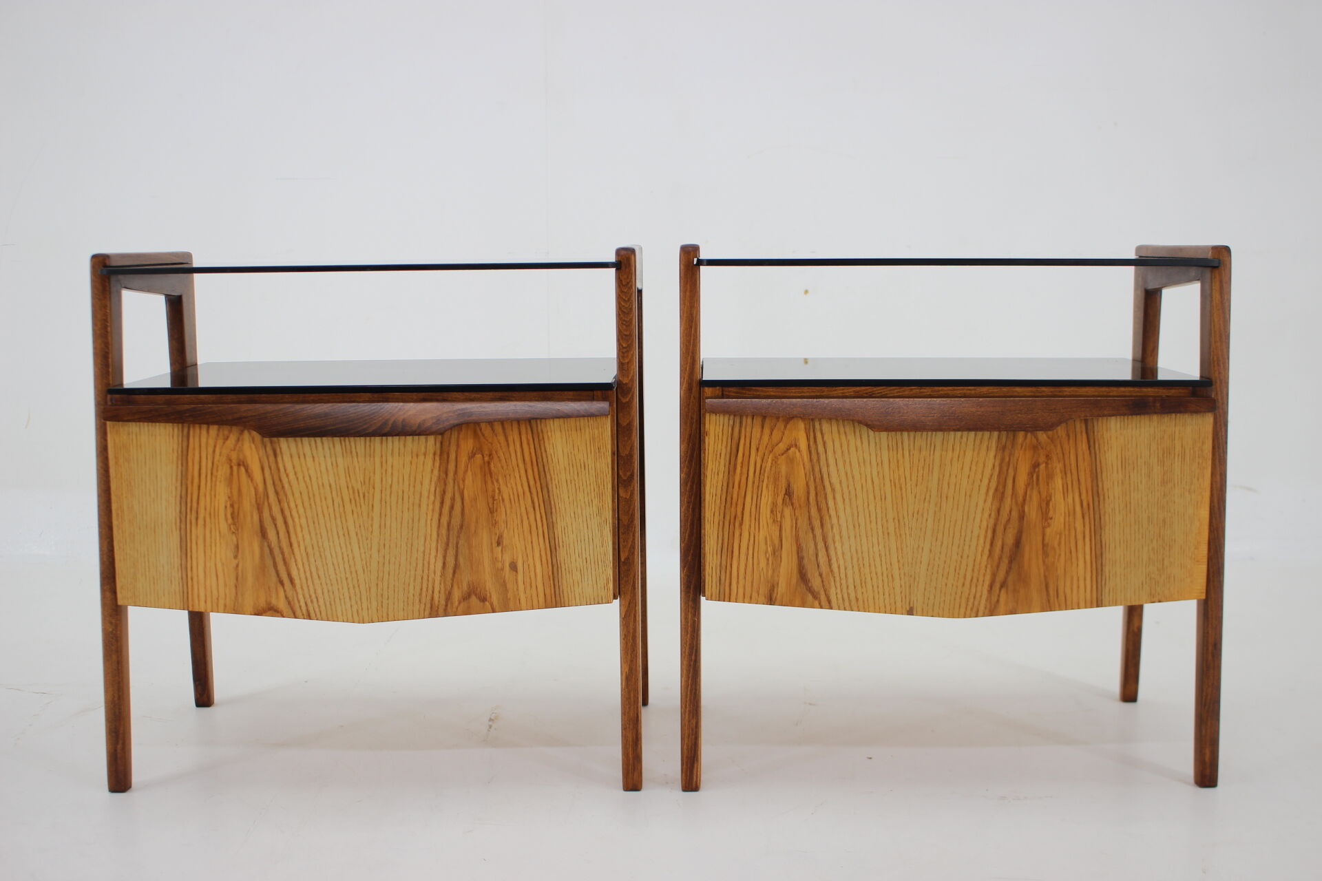 1960s pair of restored bedside tables, czechoslovakia