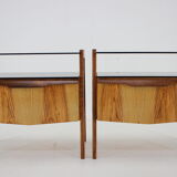 1960s pair of restored bedside tables, czechoslovakia