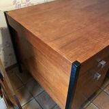 Pierre Paulin CM 223 desk, mahogany and chrome, Thonet edition, 1950