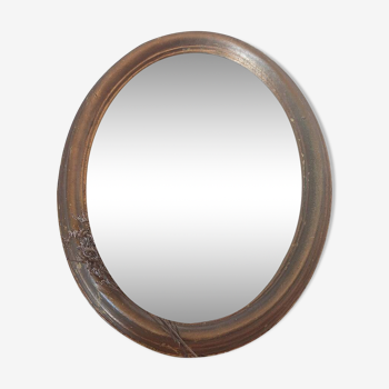 Miroir bois doré oval vintage