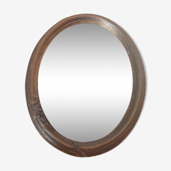 Vintage oval gilded wood mirror