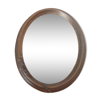 Miroir bois doré oval vintage