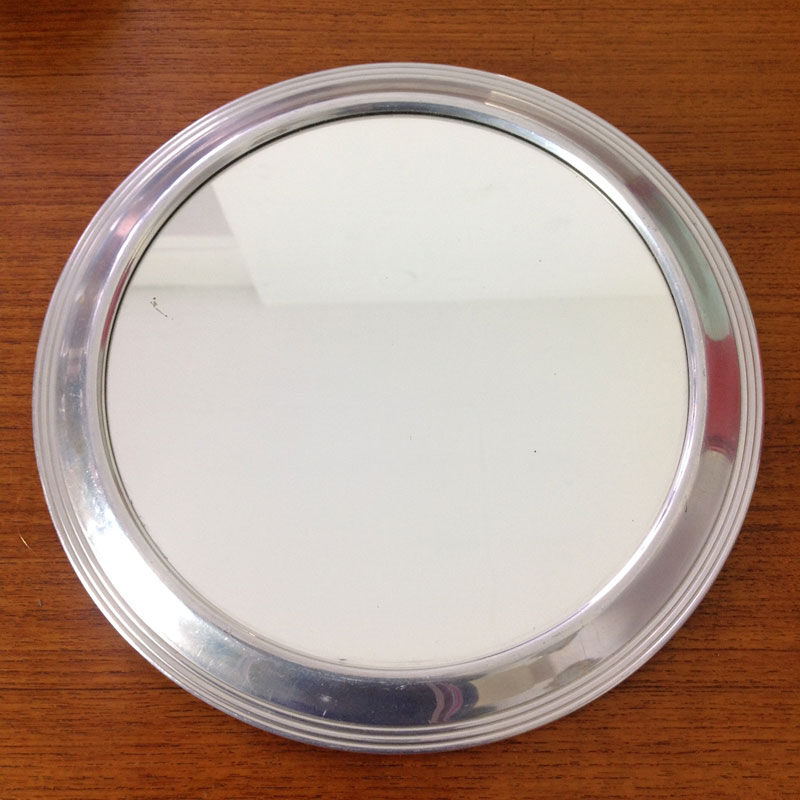 Silver round mirror tray