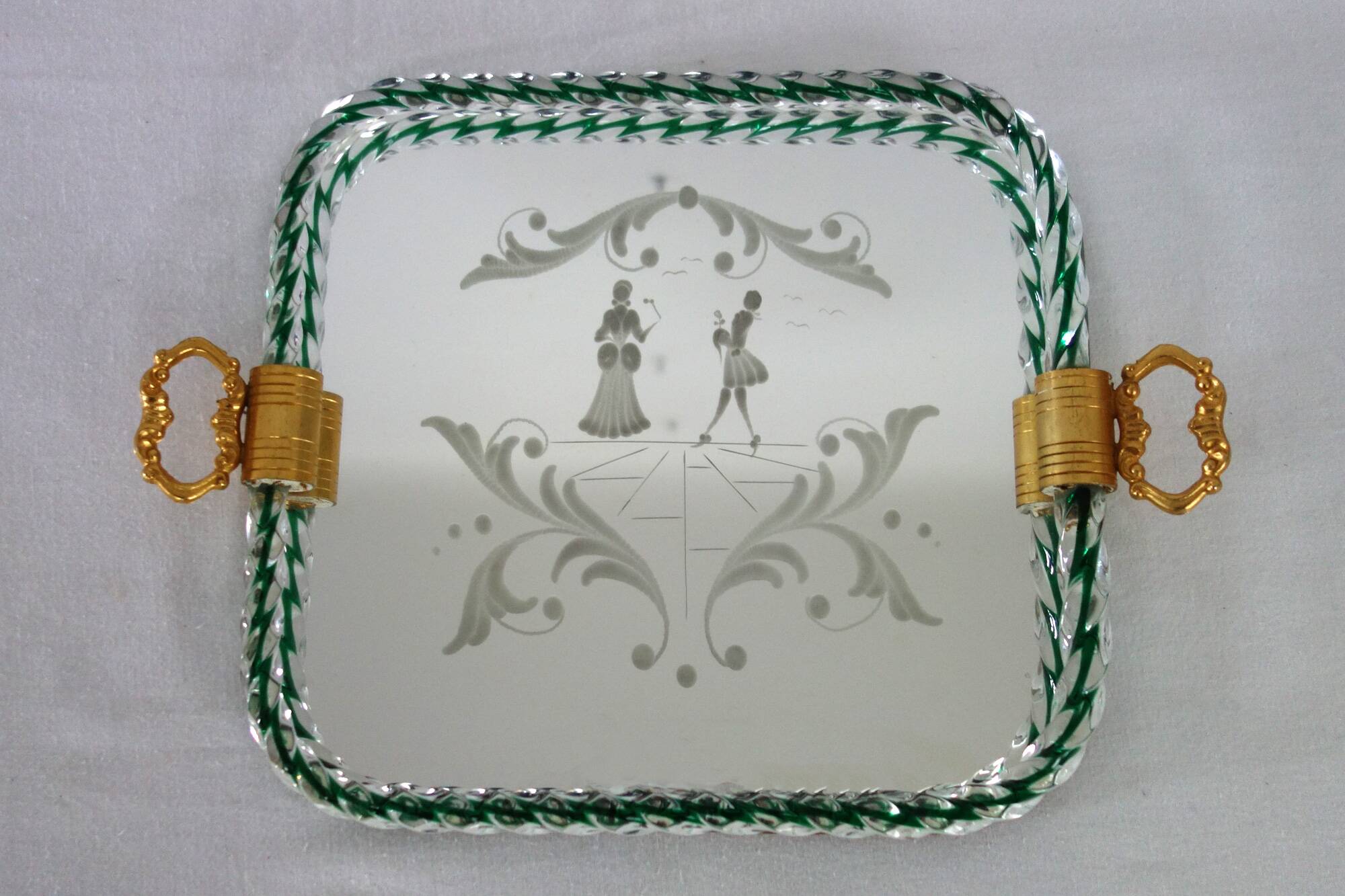 Venetian service plate, Murano 1950 twisted glass