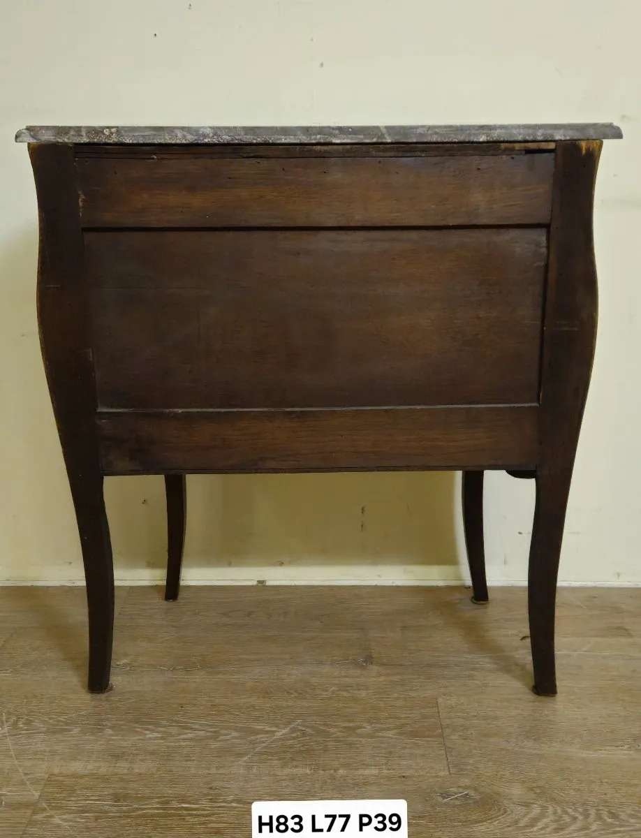 Louis XV style marquetry jump commode – 3 drawers – Marble top
