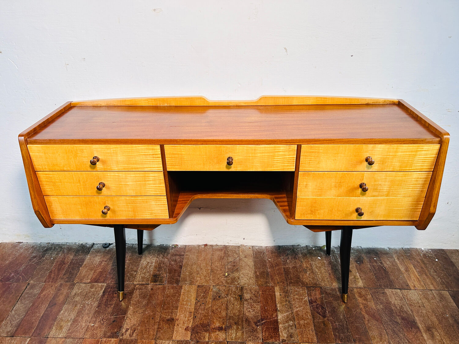 Bureau en teck et érable de style rétro 1960