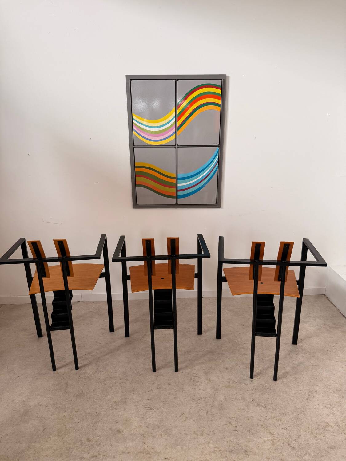 3 old Karl Friedrich Forster raw design chairs model Trix KFF postmodern 70s/80s