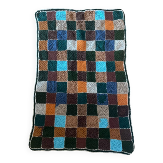 Plaid couverture laine vintage carreaux marron