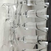 Set of 8 champagne flutes, flared neck. In crystal. Frosted plant motifs.