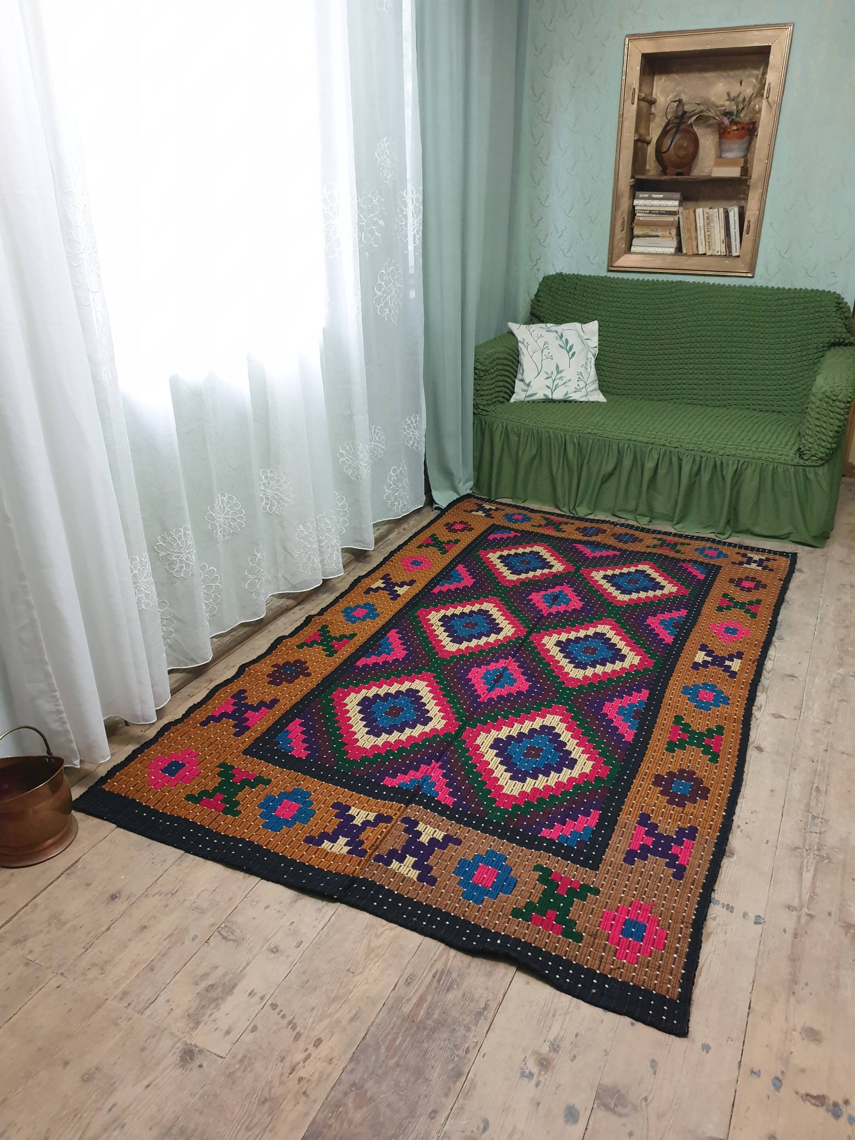 Handwoven vintage Romanian carpet 234x138cm