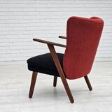 1960s, Danish design by Erhardsen & Andersen, reupholstered armchair, furniture wool, teak wood.