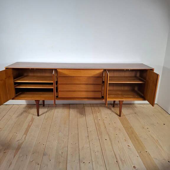 Teak sideboard with drawers and hinged doors – Scandinavian mid-century modern design, 1960s