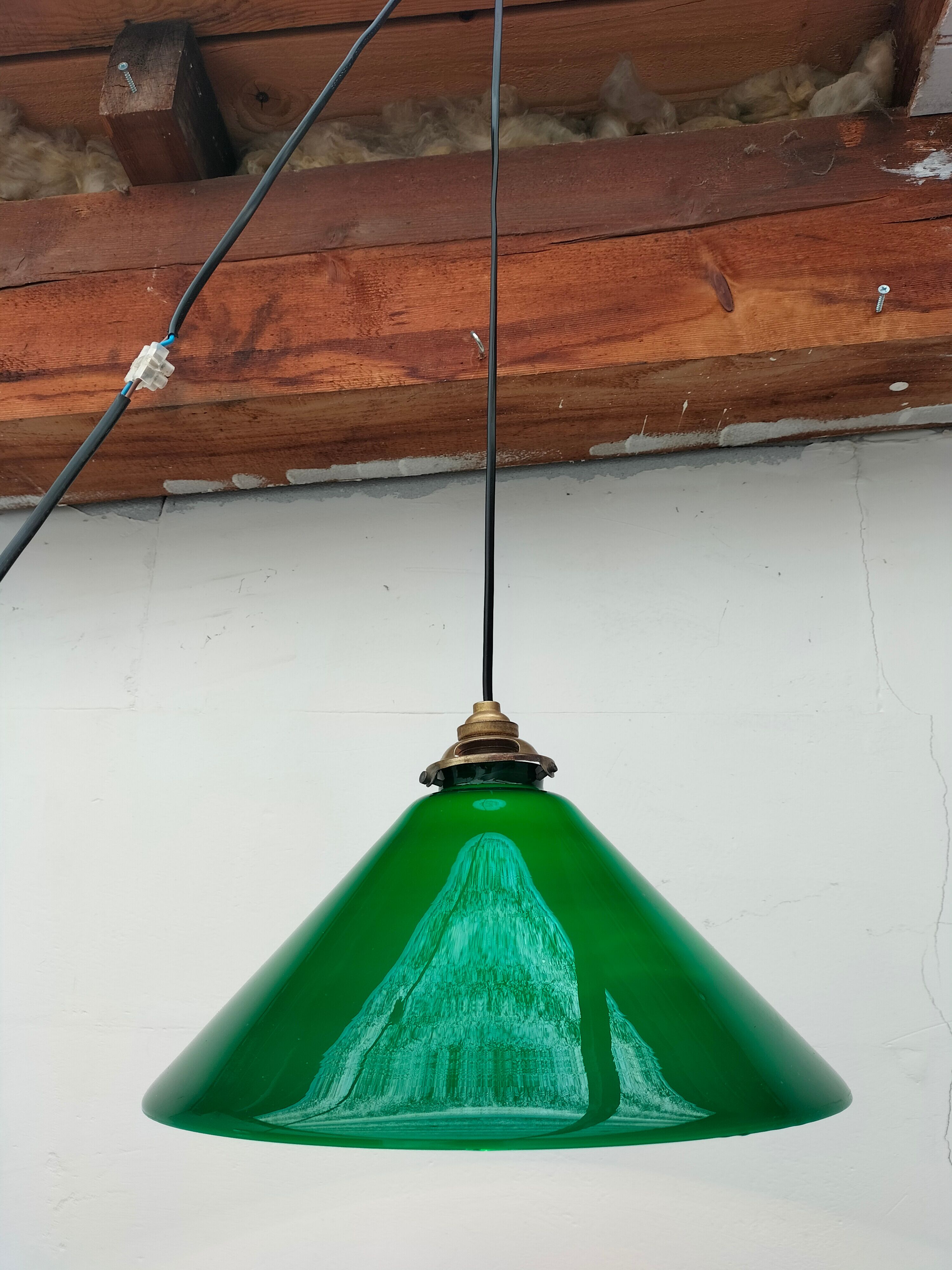 Old green opaline lamp