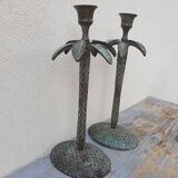 Pair of palm candle holders
